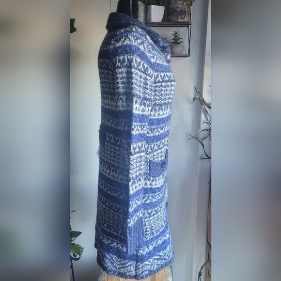 Joseph A Blue and White Button Front Knit Mid Length Cardigan S - Picture 4 of 7